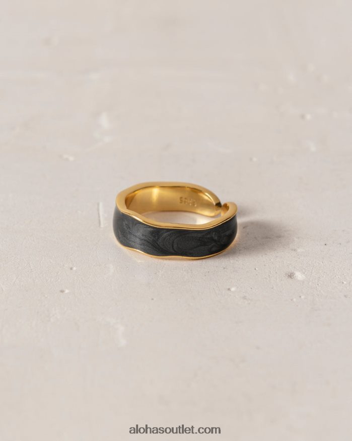 mulheres abeam - anel preto e dourado Alohas 4P88ZX1106 preto