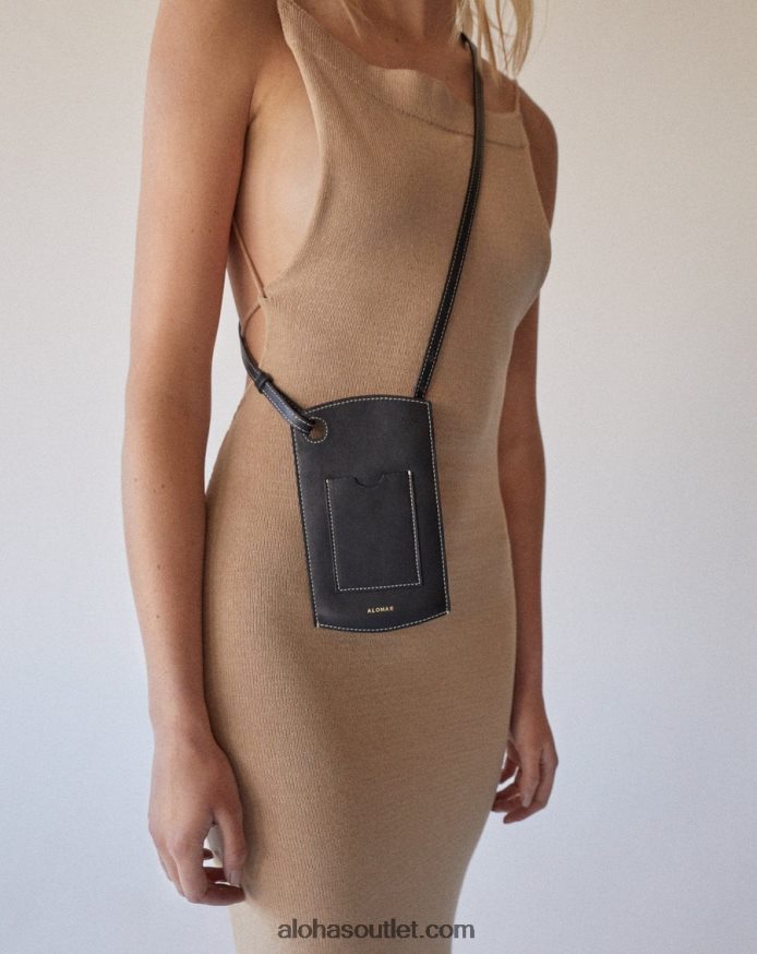 mulheres bolsa de telefone - bolsa de couro preta Alohas 4P88ZX1127 preto