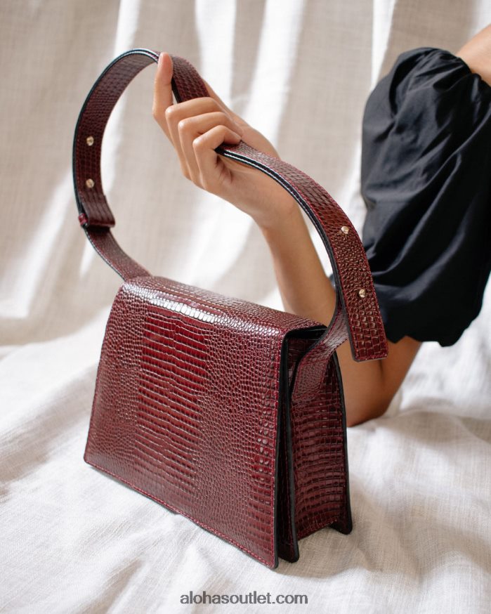 mulheres meridiem croco - bolsa de couro marrom Alohas 4P88ZX1167 croco bordô escuro