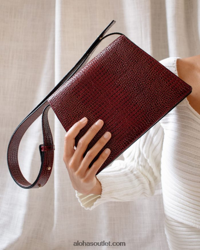 mulheres meridiem croco - bolsa de couro marrom Alohas 4P88ZX1167 croco bordô escuro