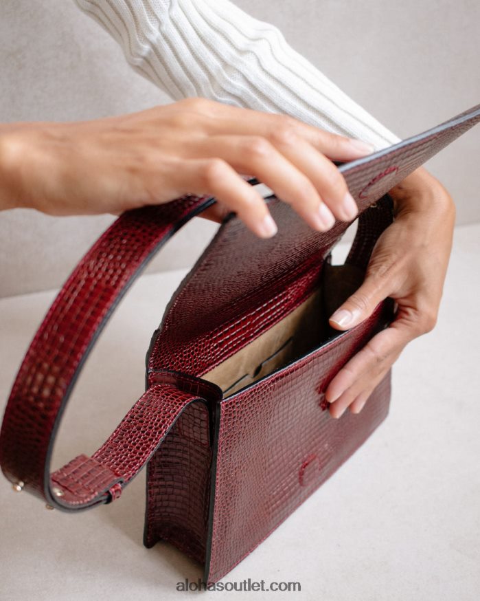 mulheres meridiem croco - bolsa de couro marrom Alohas 4P88ZX1167 croco bordô escuro