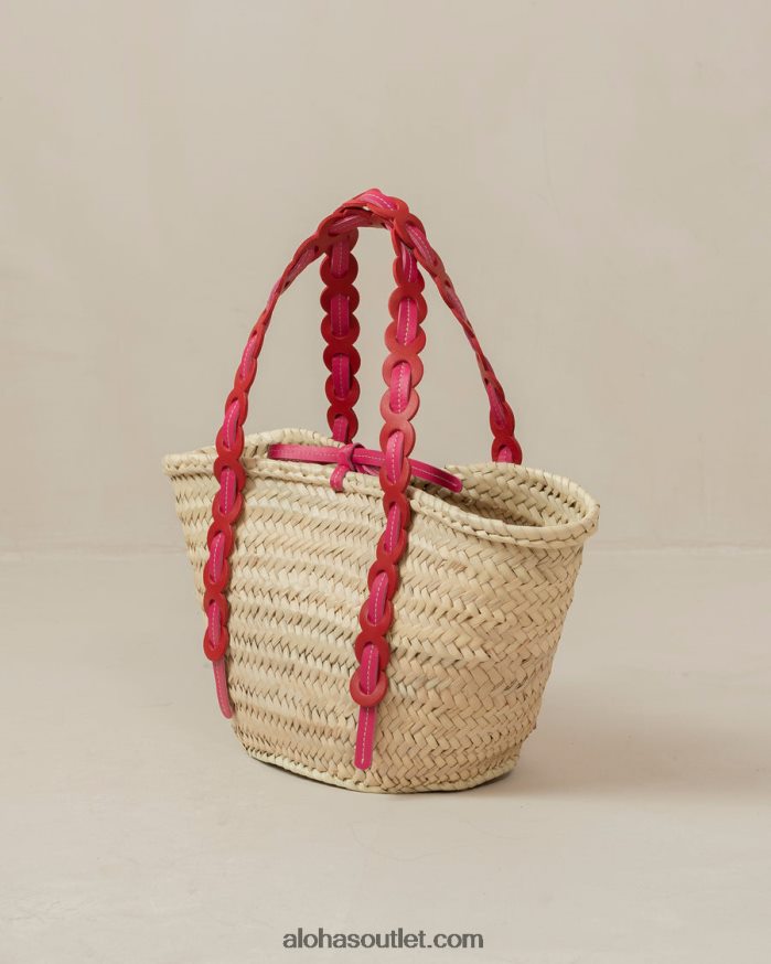 mulheres palmette - bolsa de palha de couro vermelho e rosa Alohas 4P88ZX1041 batom vermelho magenta