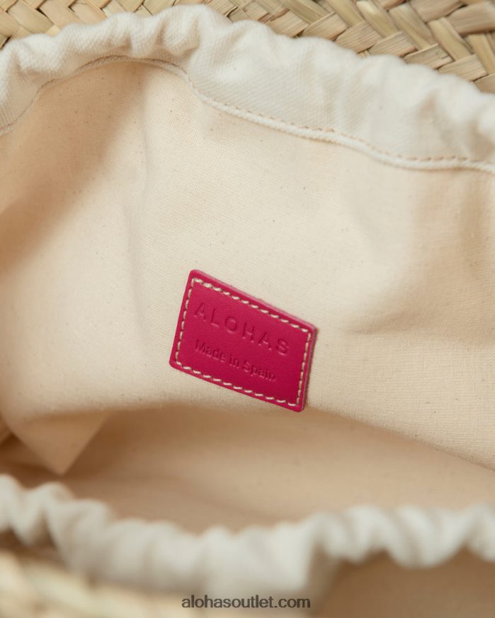 mulheres palmette - bolsa de palha de couro vermelho e rosa Alohas 4P88ZX1041 batom vermelho magenta