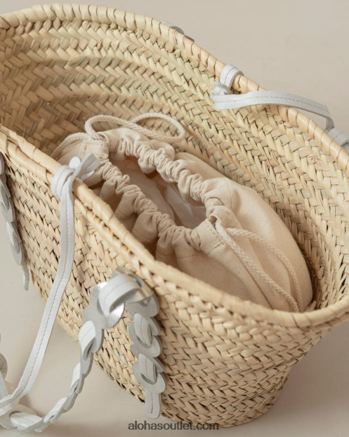 mulheres palmette - bolsa de palha prata e couro branco Alohas 4P88ZX1039 branco prateado brilhante
