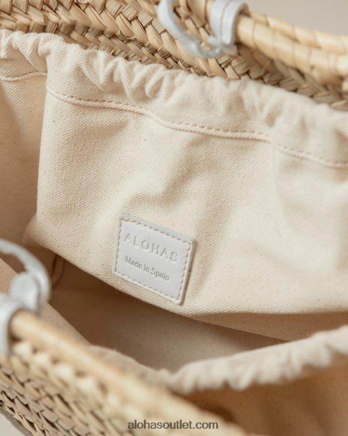 mulheres palmette - bolsa de palha prata e couro branco Alohas 4P88ZX1039 branco prateado brilhante