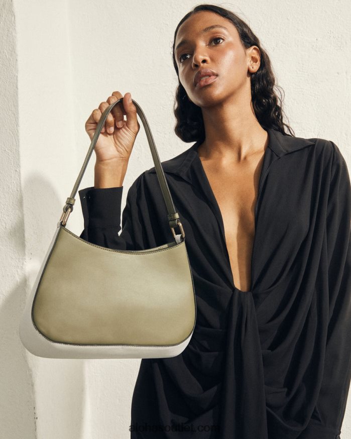 mulheres the c bicolor - bolsa de couro branco e verde Alohas 4P88ZX1123 verde-oliva empoeirado branco brilhante