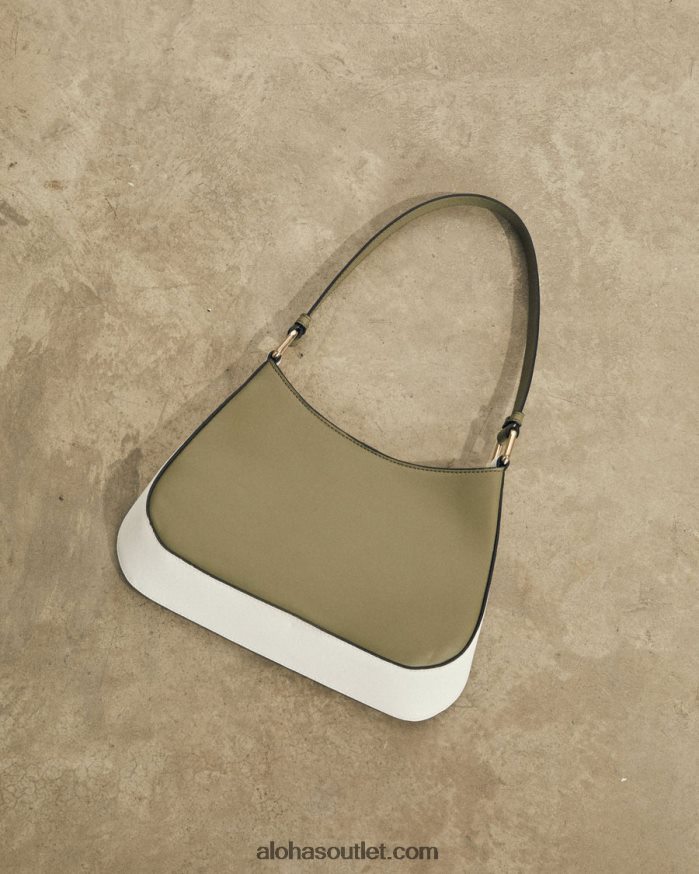 mulheres the c bicolor - bolsa de couro branco e verde Alohas 4P88ZX1123 verde-oliva empoeirado branco brilhante