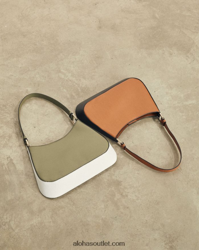 mulheres the c bicolor - bolsa de couro branco e verde Alohas 4P88ZX1123 verde-oliva empoeirado branco brilhante