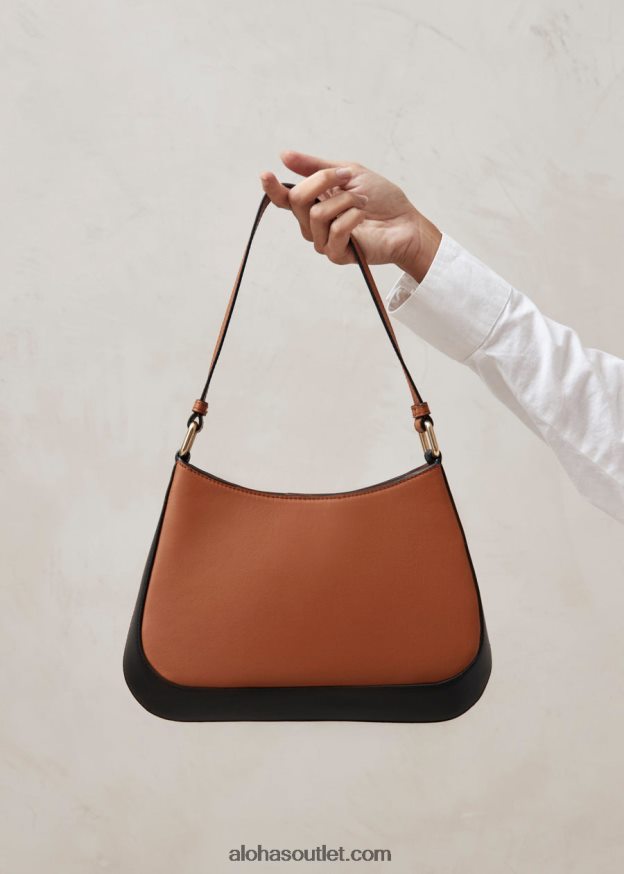 mulheres the c bicolor - bolsa de couro preto e marrom Alohas 4P88ZX1122 bronzeado