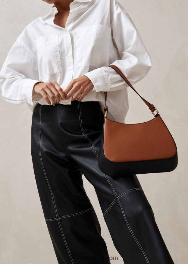 mulheres the c bicolor - bolsa de couro preto e marrom Alohas 4P88ZX1122 bronzeado