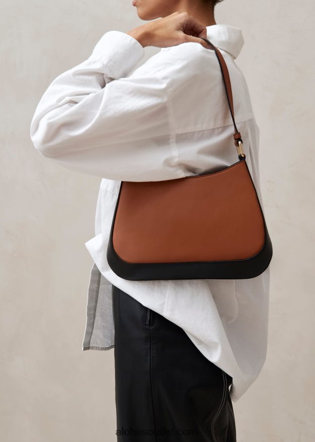 mulheres the c bicolor - bolsa de couro preto e marrom Alohas 4P88ZX1122 bronzeado