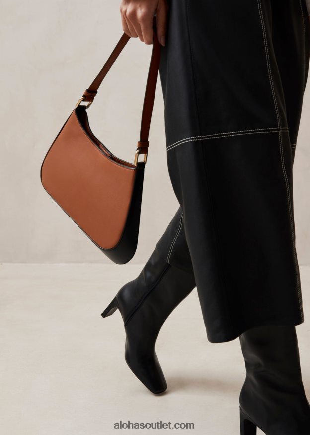 mulheres the c bicolor - bolsa de couro preto e marrom Alohas 4P88ZX1122 bronzeado