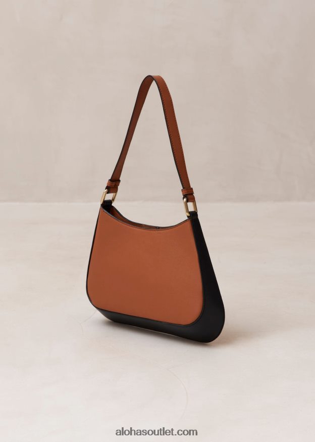 mulheres the c bicolor - bolsa de couro preto e marrom Alohas 4P88ZX1122 bronzeado