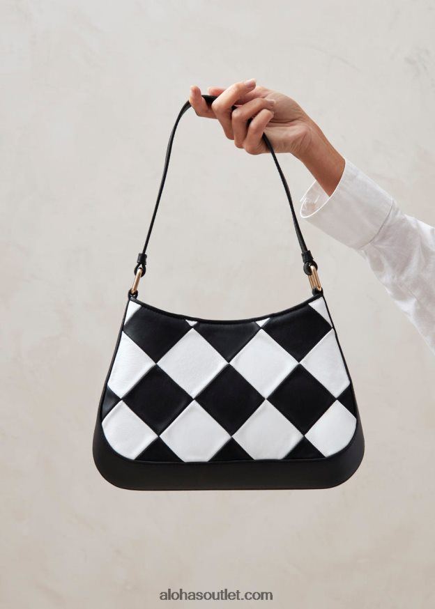 mulheres the c scacchi - bolsa de couro preta e branca Alohas 4P88ZX1083 scacchi preto branco/branco