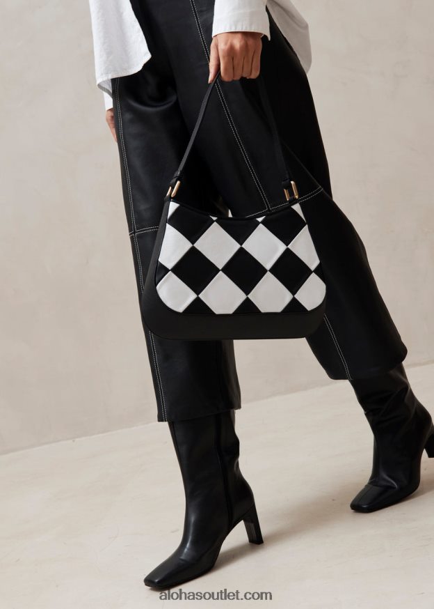 mulheres the c scacchi - bolsa de couro preta e branca Alohas 4P88ZX1083 scacchi preto branco/branco