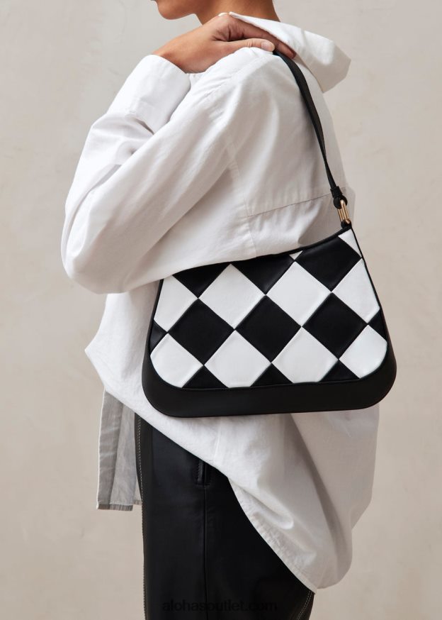 mulheres the c scacchi - bolsa de couro preta e branca Alohas 4P88ZX1083 scacchi preto branco/branco