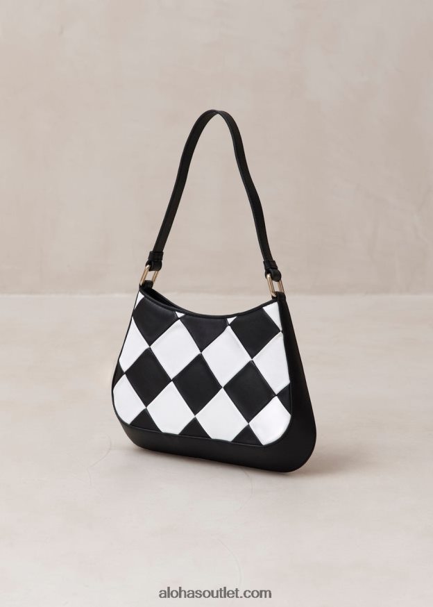 mulheres the c scacchi - bolsa de couro preta e branca Alohas 4P88ZX1083 scacchi preto branco/branco