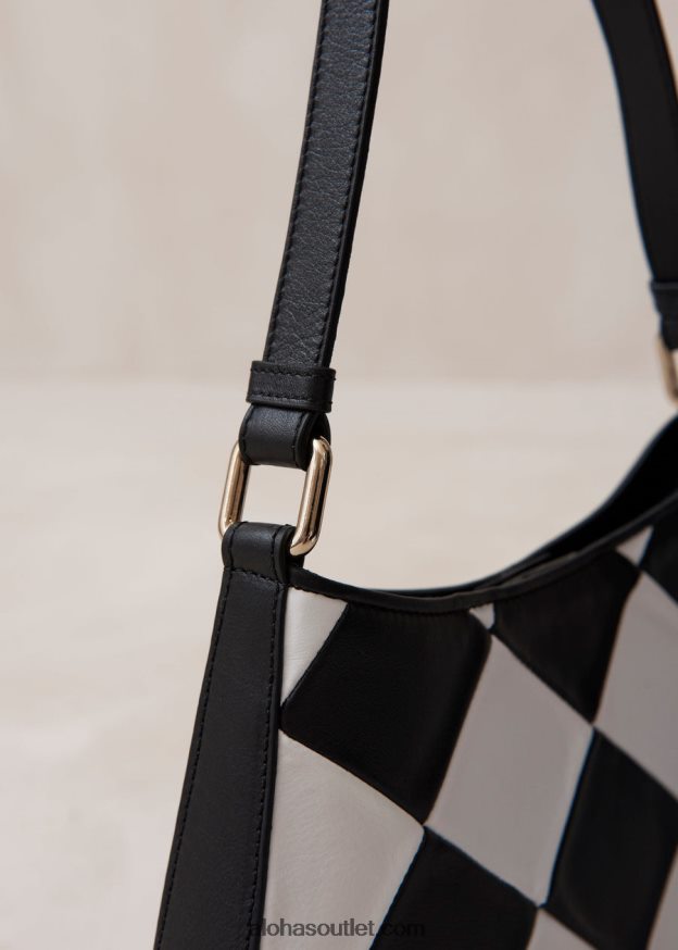 mulheres the c scacchi - bolsa de couro preta e branca Alohas 4P88ZX1083 scacchi preto branco/branco