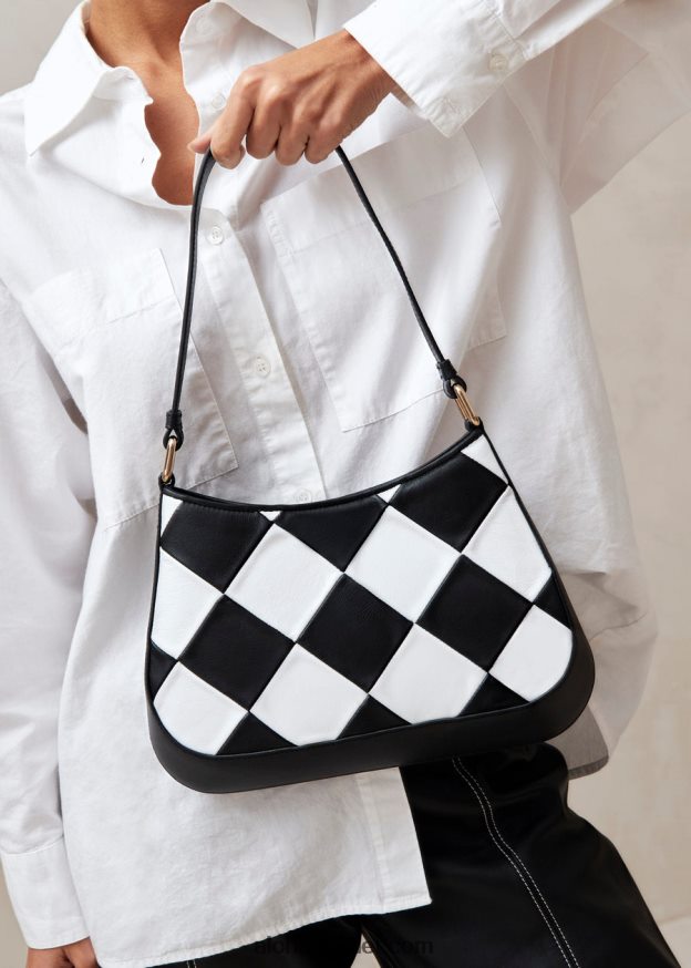 mulheres the c scacchi - bolsa de couro preta e branca Alohas 4P88ZX1083 scacchi preto branco/branco