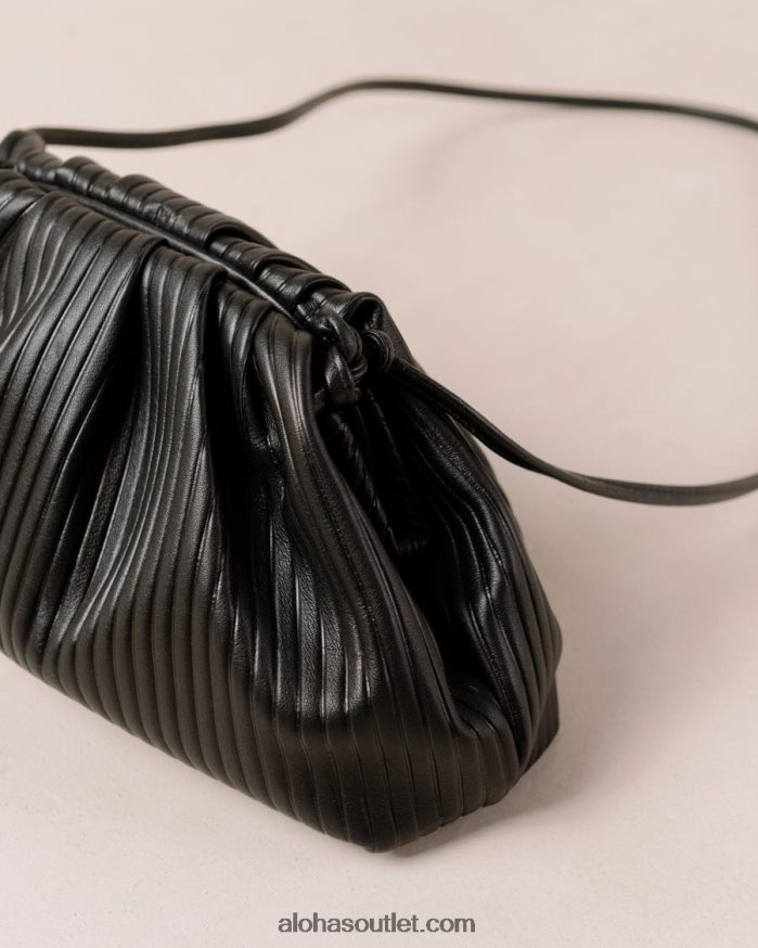 mulheres the d plissado - bolsa de couro preta Alohas 4P88ZX1061 preto plissado