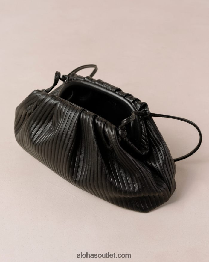 mulheres the d plissado - bolsa de couro preta Alohas 4P88ZX1061 preto plissado