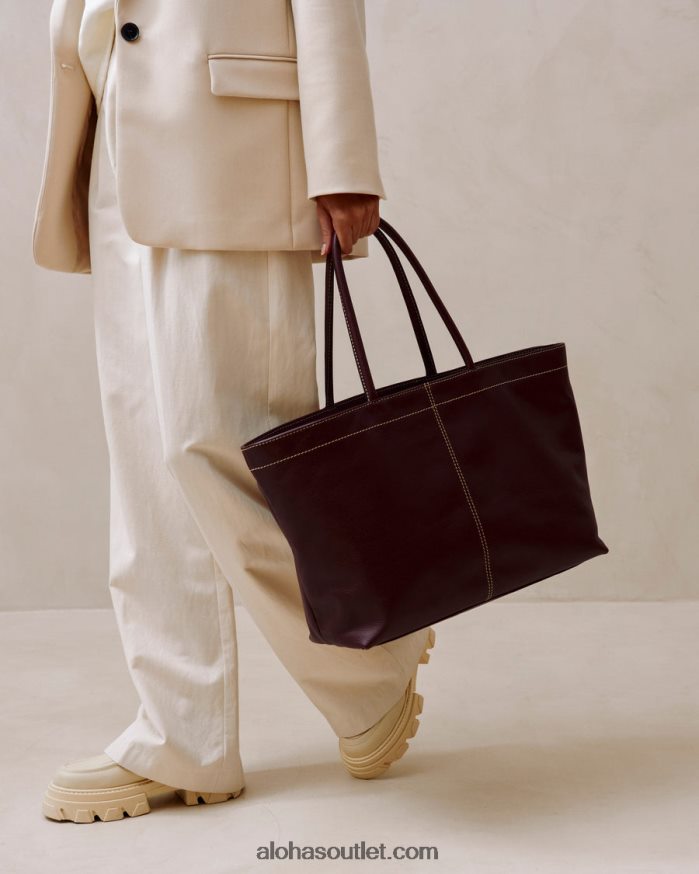 mulheres the f - bolsa de couro vermelha Alohas 4P88ZX1091 bordô escuro