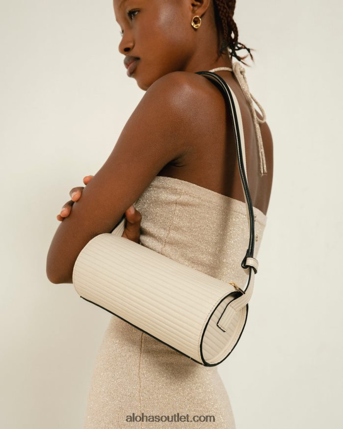 mulheres the i plissada - bolsa de couro branca Alohas 4P88ZX1118 marfim plissado