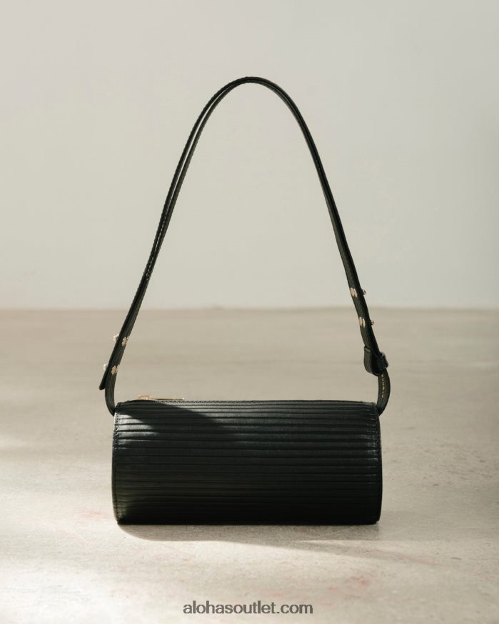 mulheres the i plissada - bolsa de couro preta Alohas 4P88ZX1120 preto plissado