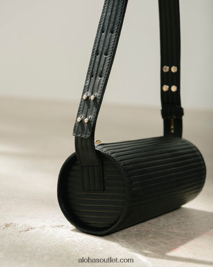 mulheres the i plissada - bolsa de couro preta Alohas 4P88ZX1120 preto plissado