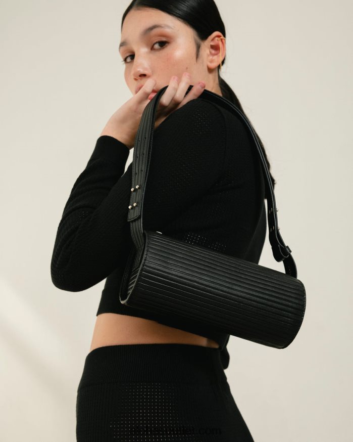 mulheres the i plissada - bolsa de couro preta Alohas 4P88ZX1120 preto plissado