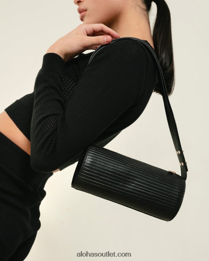 mulheres the i plissada - bolsa de couro preta Alohas 4P88ZX1120 preto plissado