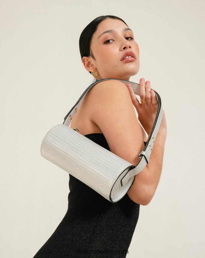 mulheres the i plissado brilho - bolsa de couro prata Alohas 4P88ZX1119 prata brilhante plissada