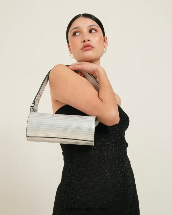 mulheres the i plissado brilho - bolsa de couro prata Alohas 4P88ZX1119 prata brilhante plissada
