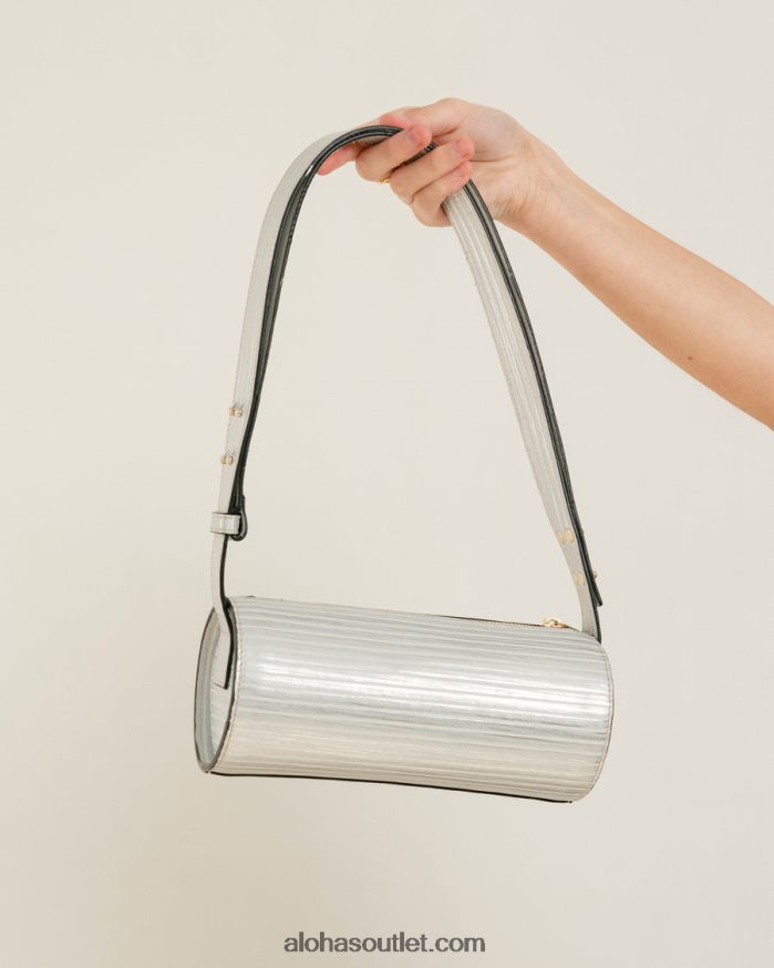 mulheres the i plissado brilho - bolsa de couro prata Alohas 4P88ZX1119 prata brilhante plissada