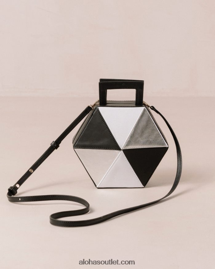 mulheres the k - bolsa de couro multicolorida Alohas 4P88ZX1044 preto prata brilhante branco