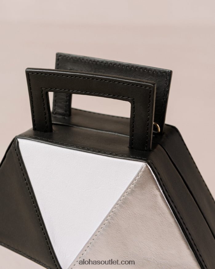 mulheres the k - bolsa de couro multicolorida Alohas 4P88ZX1044 preto prata brilhante branco