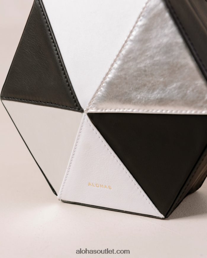 mulheres the k - bolsa de couro multicolorida Alohas 4P88ZX1044 preto prata brilhante branco