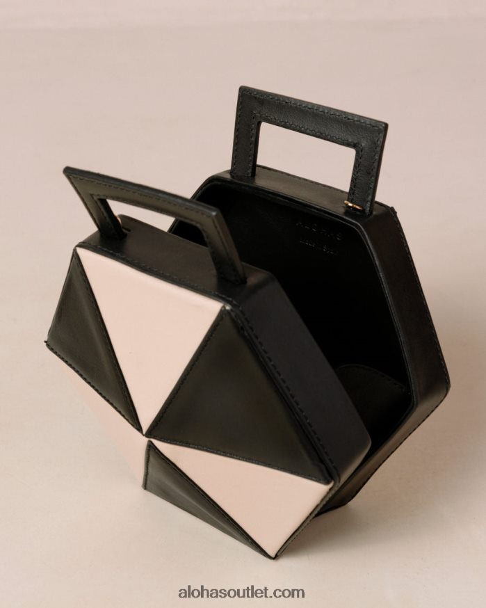 mulheres the k - bolsa de couro preta e branca Alohas 4P88ZX1042 preto branco brilhante