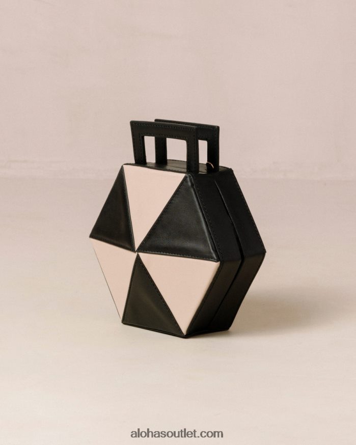 mulheres the k - bolsa de couro preta e branca Alohas 4P88ZX1042 preto branco brilhante