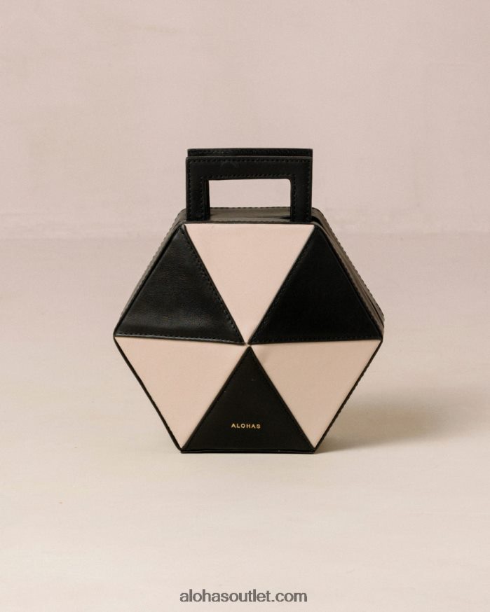 mulheres the k - bolsa de couro preta e branca Alohas 4P88ZX1042 preto branco brilhante