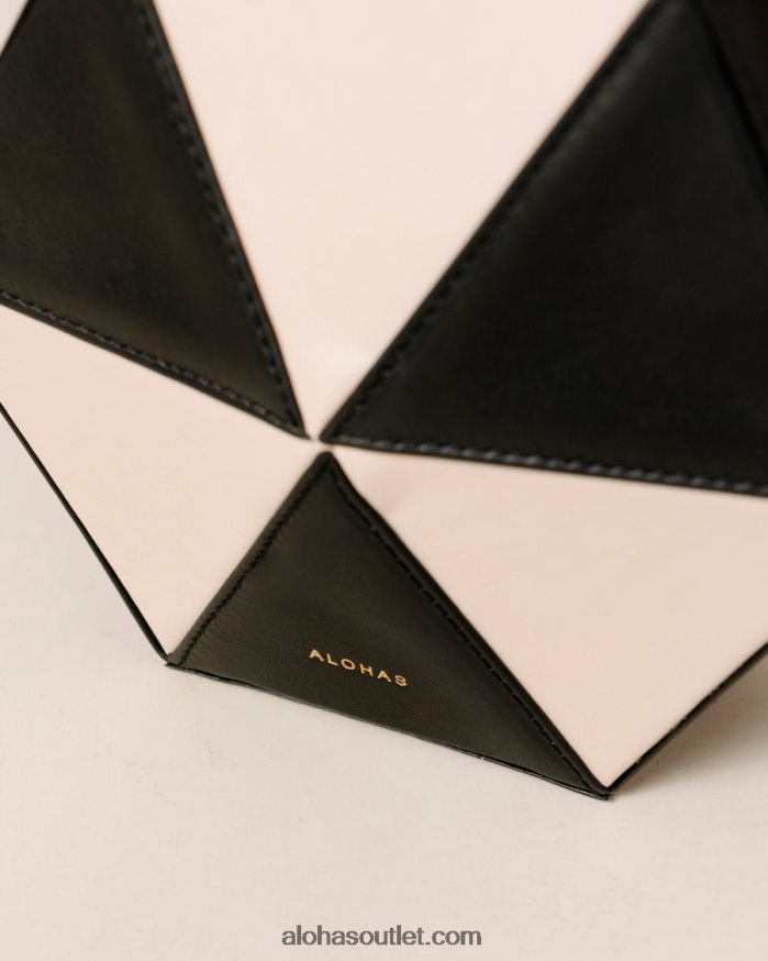 mulheres the k - bolsa de couro preta e branca Alohas 4P88ZX1042 preto branco brilhante