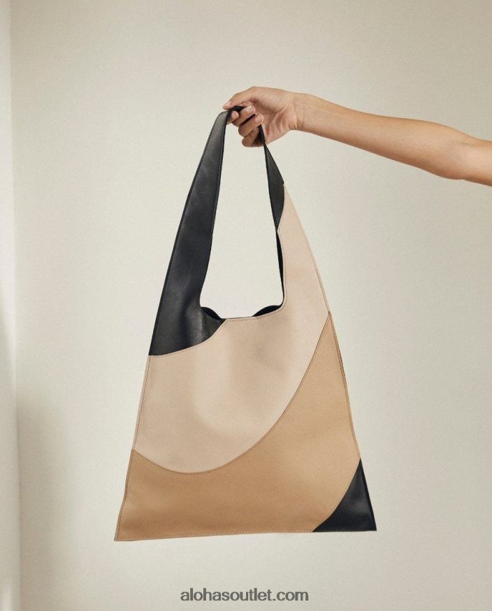 mulheres the l caleidoscópio - bolsa de couro preto e bege Alohas 4P88ZX1096 caleidoscópio pedra preta impressão bege