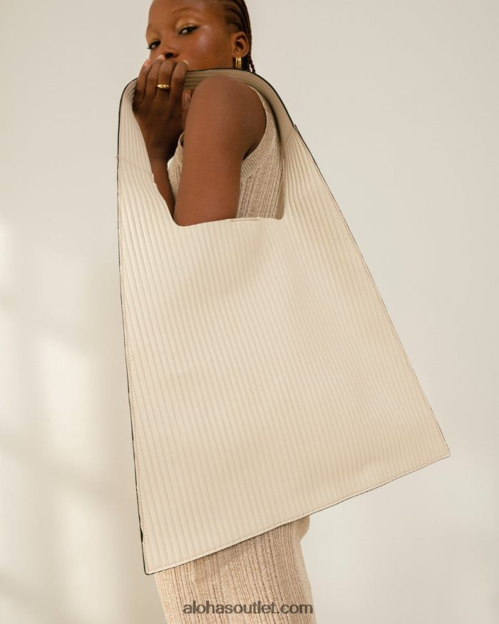 mulheres the l plissado - bolsa de couro branco Alohas 4P88ZX1071 marfim plissado