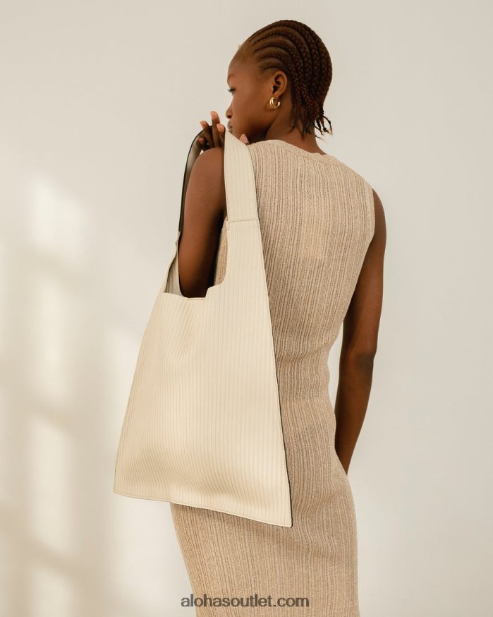 mulheres the l plissado - bolsa de couro branco Alohas 4P88ZX1071 marfim plissado