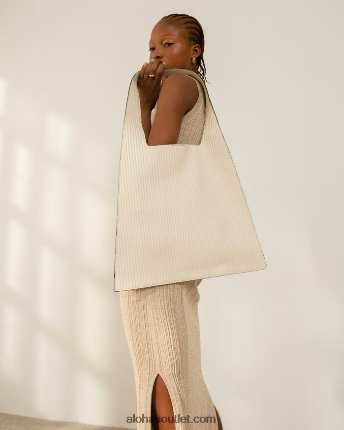 mulheres the l plissado - bolsa de couro branco Alohas 4P88ZX1071 marfim plissado