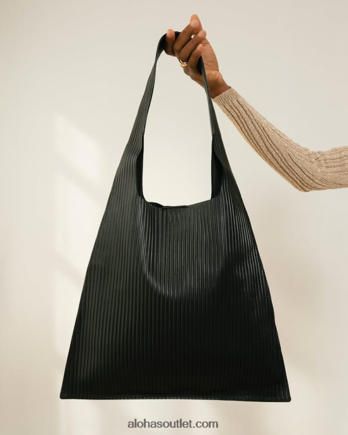 mulheres the l plissado - bolsa de couro preta Alohas 4P88ZX1070 preto plissado