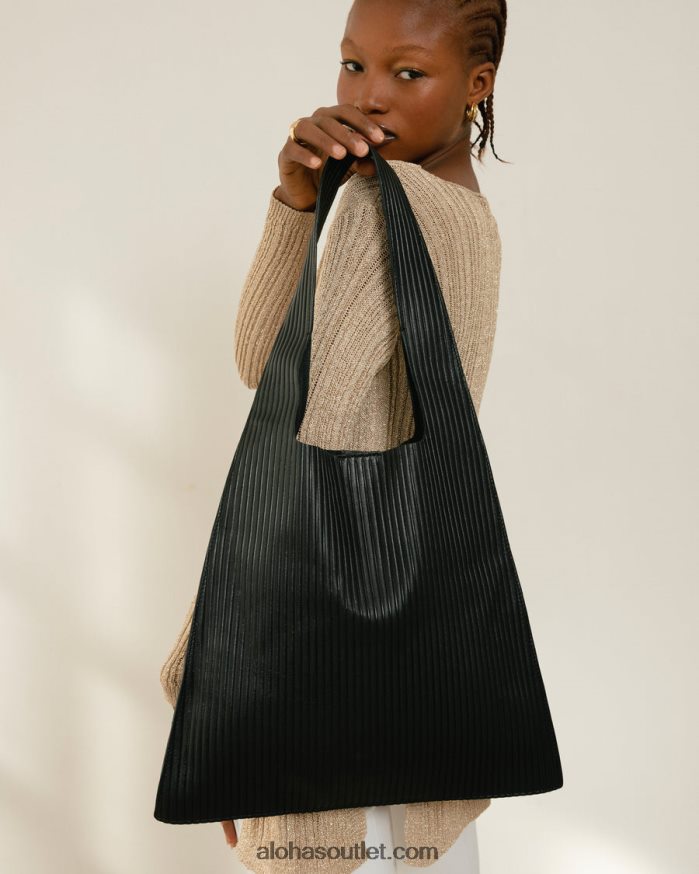 mulheres the l plissado - bolsa de couro preta Alohas 4P88ZX1070 preto plissado