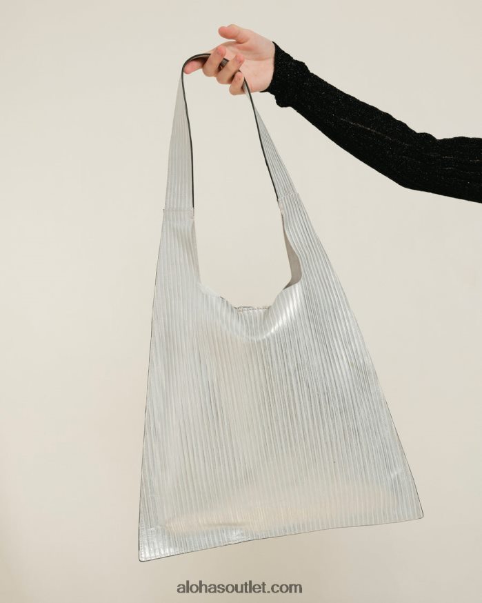 mulheres the l plissado brilho - bolsa de couro prata Alohas 4P88ZX1072 prata brilhante plissada