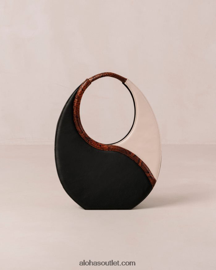 mulheres the o venti indo - bolsa de couro preta e branca Alohas 4P88ZX1036 creme preto