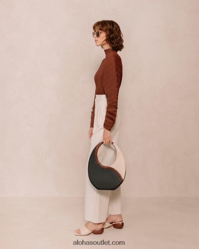 mulheres the o venti indo - bolsa de couro preta e branca Alohas 4P88ZX1036 creme preto